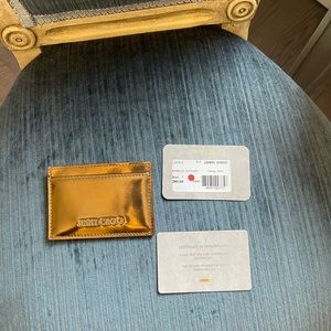 Jimmy Choo umika card holder mirror leather honey gold authentic